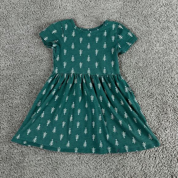 Cat & Jack Other - Cat & Jack Dress Girls 5T Green White Short Sleeve Tiered Cotton Blend READ